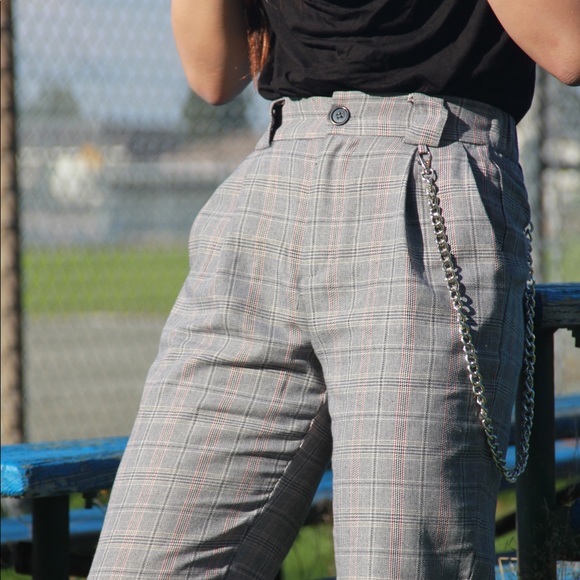 PLAID JOGGERS WITH CHAIN - Picture 7 of 8